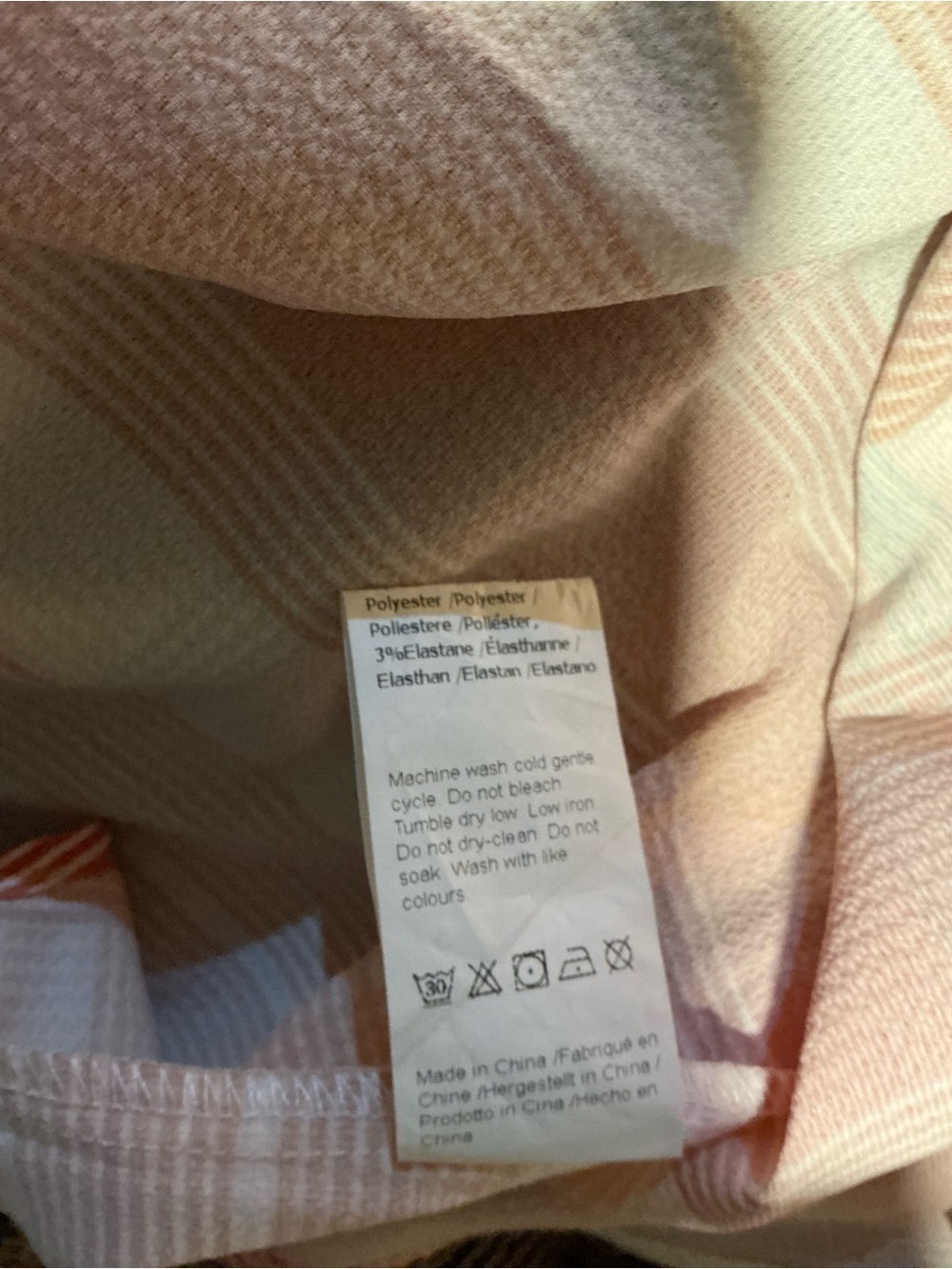 Plaid Button-Up Blouse in Coral and Cream - Picture 4 of 4